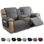 Loveseat Recliner Cover with Center Console – 4-Piece Set 100% Waterproof Dual Recliner Slipcover with Straps, Split Reclining Sofa Protector for Pets & Kids, Living Room Furniture Cover