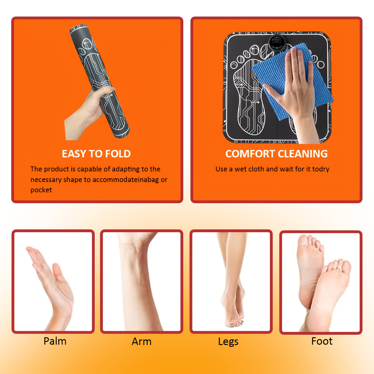 EMS & TENS Foot Neuromuscular Massager, Electric Foot & Leg Stimulator for Blood Circulation Improvement, Adjustable Modes & Intensity Levels, USB Rechargeable, Neuropathy & Fatigue Relief for Men & Women