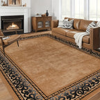 Classical Bohemian Luxury Flannel Rug Non-Slip Machine Washable – Vintage Plush Area Rug for Living Room, Bedroom & Home Decor – 4 Sizes Up to 78.7x116in