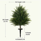 Artificial Cedar Topiary Ball Trees 2 Set UV Resistant Fake Cypress Evergreen Shrub with Ground Spike Faux Plant for Outdoor Porch Garden Yard Indoor Home Decor