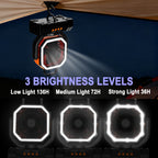3-in-1 Camping Fan with LED Light & 20000mAh Power Bank Portable Rechargeable Fan 4 Speed Settings Multi-Angle Rotation for Hiking Tent Office & Outdoor Use