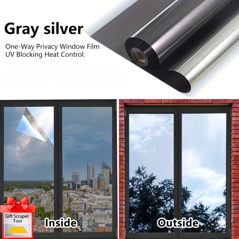 One Way Privacy Window Film for Home & Office - Static Cling Mirror Surface, Daytime Privacy, Heat & Glare Reduction, UV Blocking, No Adhesive, 4 Colors