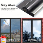 One Way Privacy Window Film for Home & Office - Static Cling Mirror Surface, Daytime Privacy, Heat & Glare Reduction, UV Blocking, No Adhesive, 4 Colors