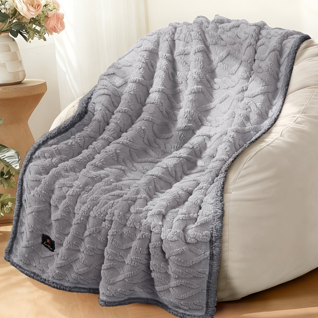 Liquid-Proof Reversible Sherpa Pet Blanket & Furniture Protector – Dog & Cat Throw Cover for Sofa, Bed & Couch | Small, Medium & Large Pets | Light Gray, Khaki, Beige