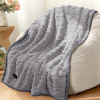 Liquid-Proof Reversible Sherpa Pet Blanket & Furniture Protector – Dog & Cat Throw Cover for Sofa, Bed & Couch | Small, Medium & Large Pets | Light Gray, Khaki, Beige