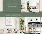 Artificial Fiddle Leaf Fig Tree 5ft Tall Faux Ficus with White Planter Natural Wood Trunk Fake Moss for Indoor Outdoor Living Room Office Porch Home Decor