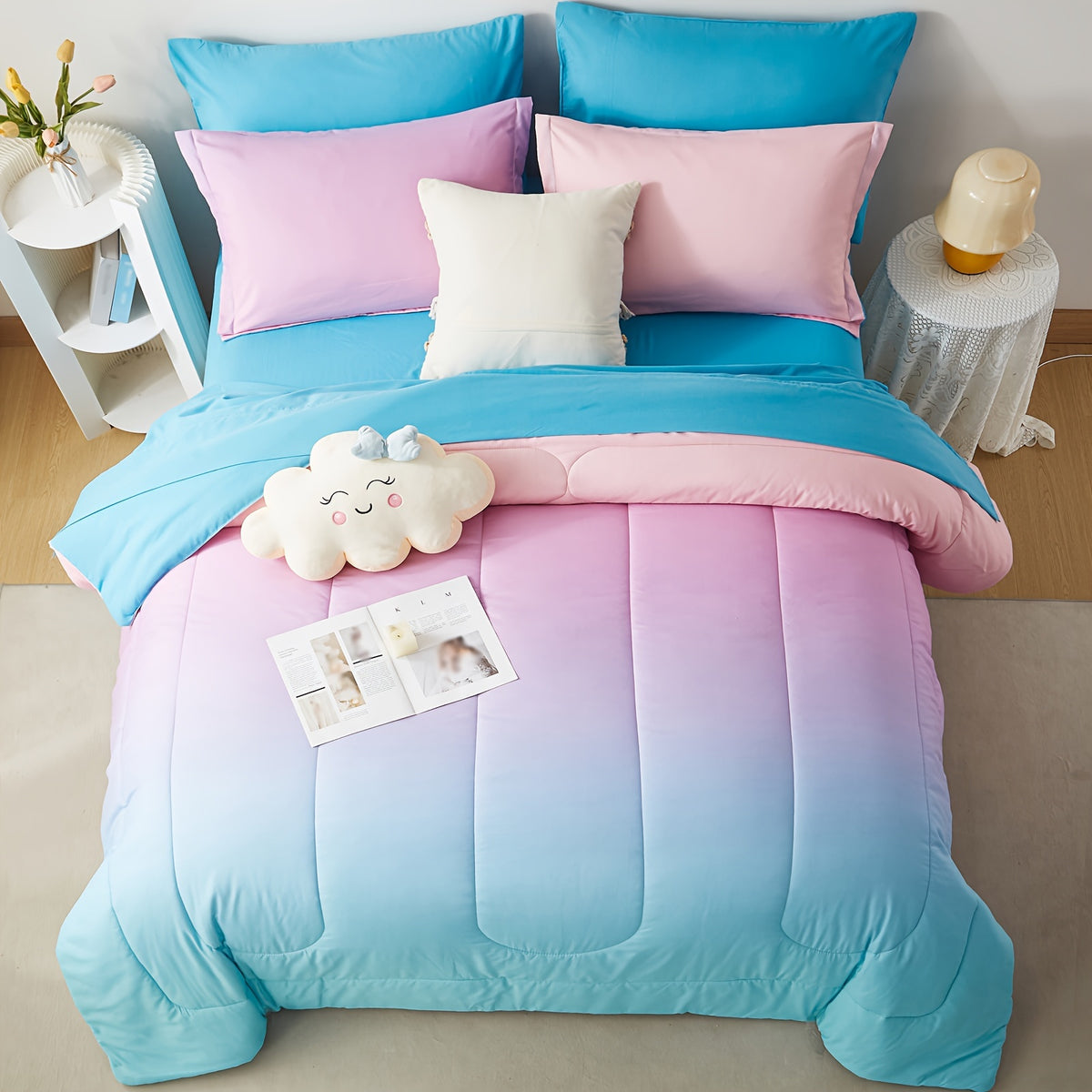 Rainbow Comforter Set – 5/7-Piece Bed in a Bag | Hypoallergenic, All-Season | Twin to King