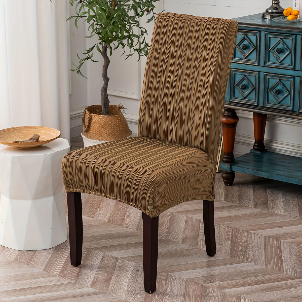 Stain-Resistant Stretch Dining Chair Covers Set of 4 or 6 Jacquard Polyester-Spandex Removable Slipcovers – Pet & Kid Friendly, Machine Washable, for Restaurant Home Wedding Christmas
