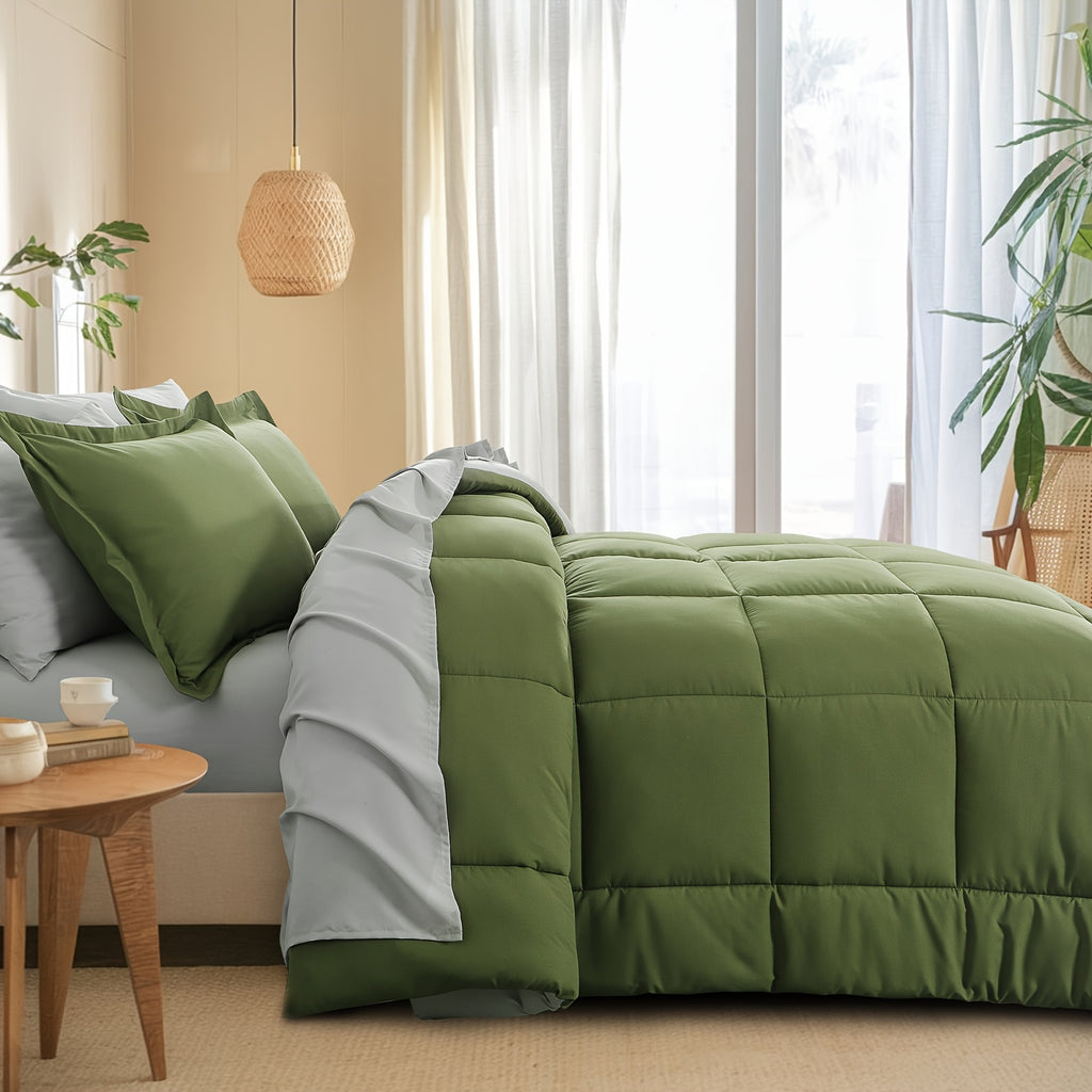 Bed in a Bag Queen 7 Piece Fluffy Comforter Set – Ultra-Soft Microfiber Bedding with Comforter, Fitted Sheet, Flat Sheet & 4 Pillowcases, Hypoallergenic Breathable All Season Bedding Gift for Her