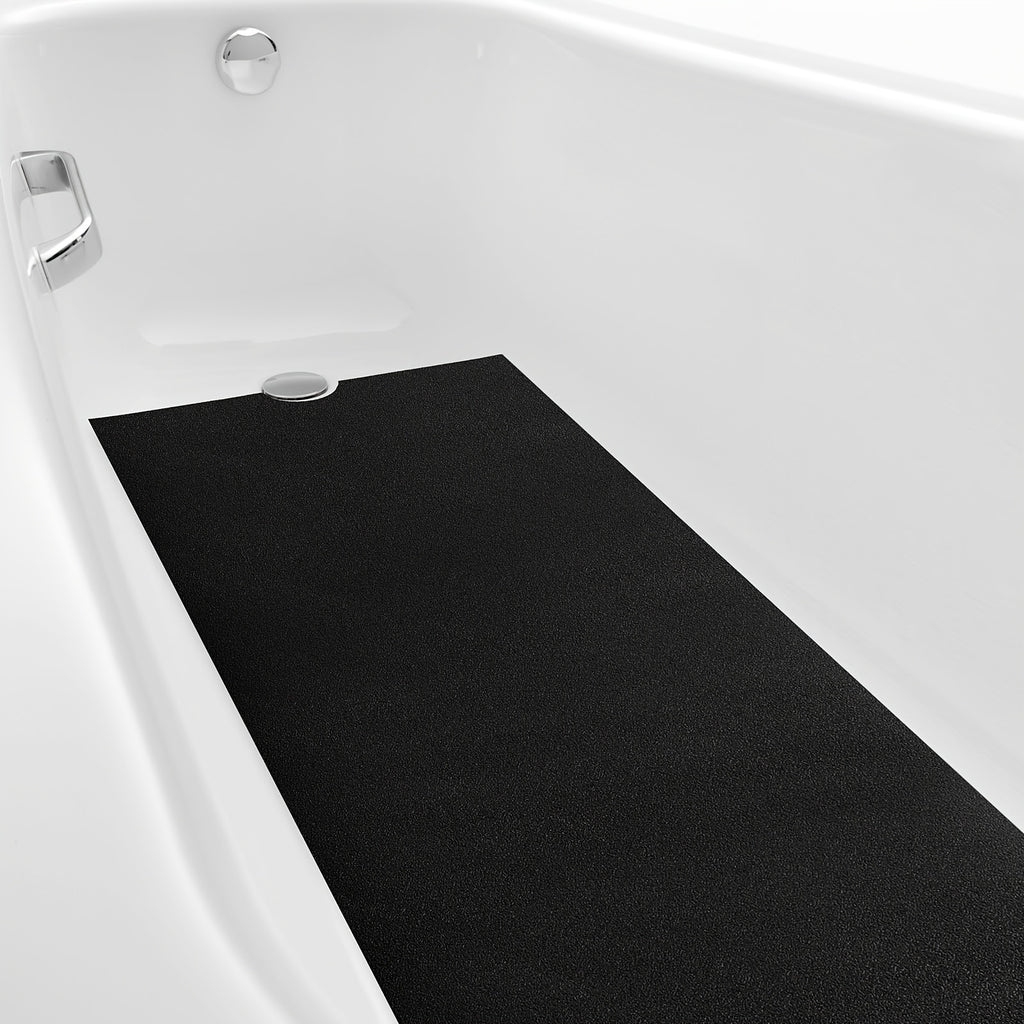 Non-Slip Bathtub Mat 16x40 with Drain Cutout - Peel & Stick Adhesive PEVA Anti-Slip Tub Sticker for Shower Floor Boat Wet Areas, Black