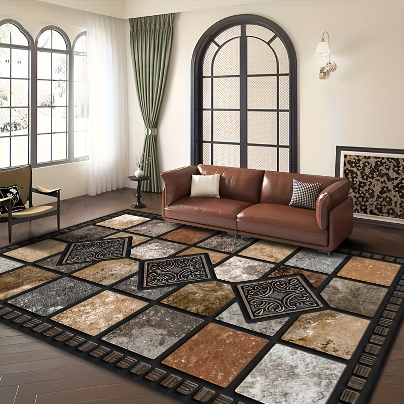 Vintage Art Area Rug Elegant Decorative Accent for Living Room Bedroom Office Study – Easy Clean Warm Cozy Home Decor Multiple Sizes