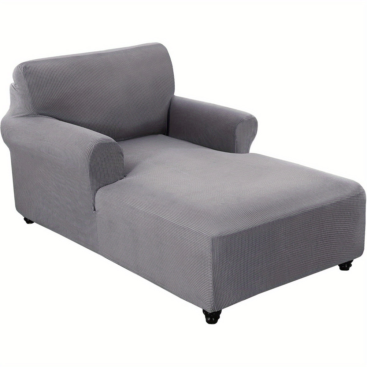 Chaise Lounge Cover Stretch Slipcover – Jacquard Lattice Fabric, Soft Machine Washable Chair Cover with No or Double Armrests for Living Room Bedroom, 11 Colors
