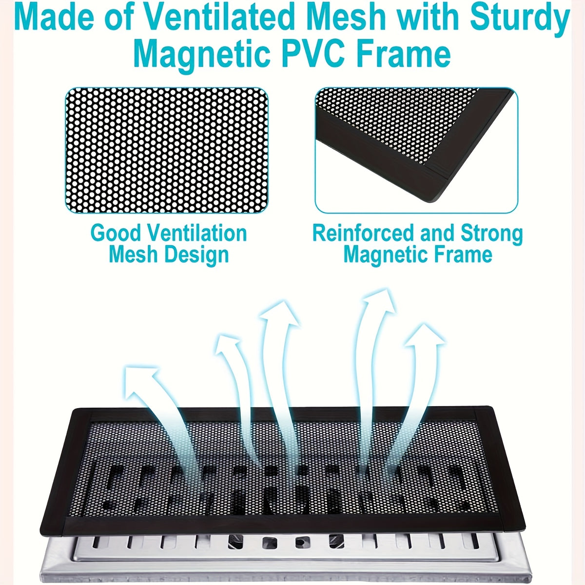 Magnetic HVAC Vent Covers for Floor Wall Ceiling PVC Air Vent Screen with Mesh Filter Tool-Free Installation Pest Control 4 & 5 Pack