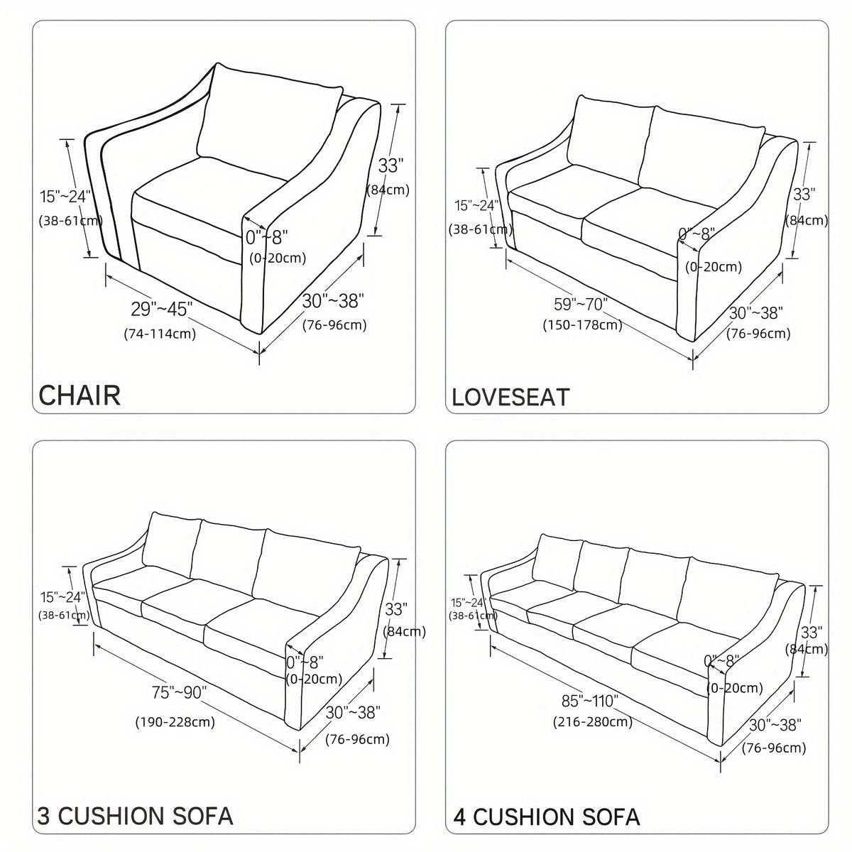 Plush Sofa Slipcover Stretch Thick Couch Cover - Soft Velvet Furniture Protector for Chair Loveseat 3 4 Seater, Anti-Slip Elastic Wrap, Machine Washable, 6 Colors for Living Room