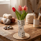 Ceramic Dice Vase Handmade Unique Decorative Vase for Dried Flowers Roses Pampas Grass Modern Home Decor Gift