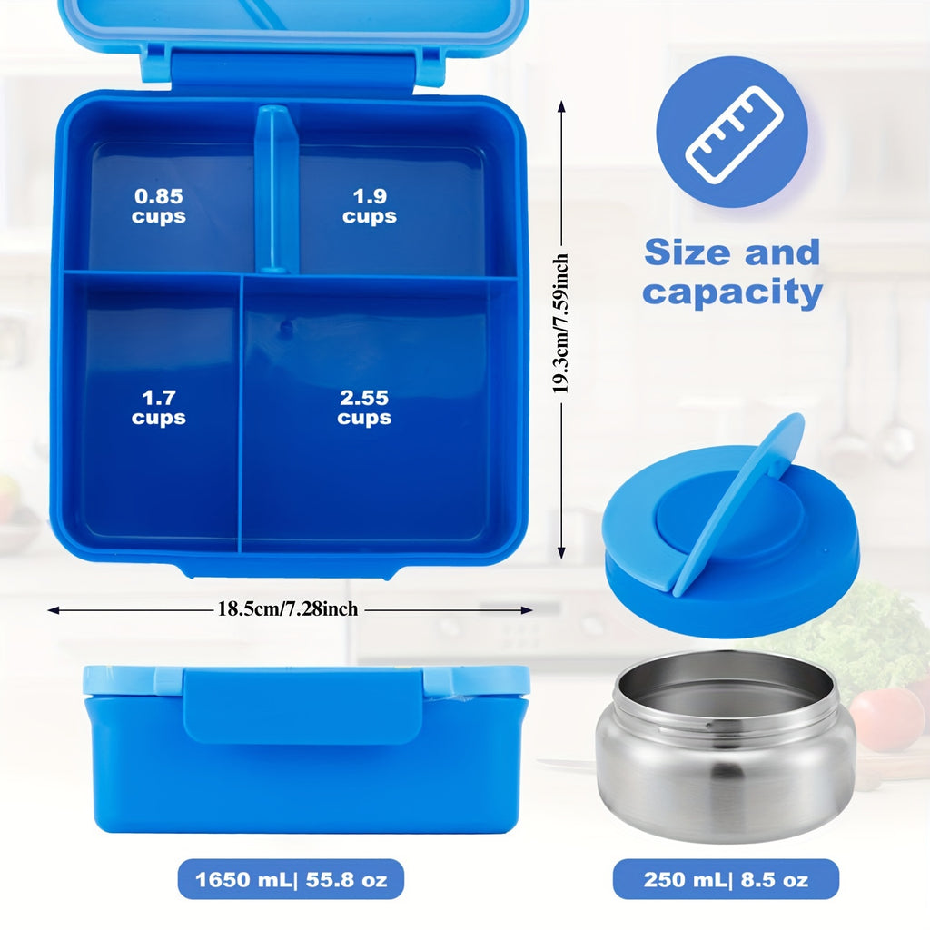 Space-Themed Bento Box with Insulated Soup Cup - Microwave Safe 3-Compartment Lunch Box, Secure Latch, for School Picnic Work, Kids & Adults | Nuvia Haven