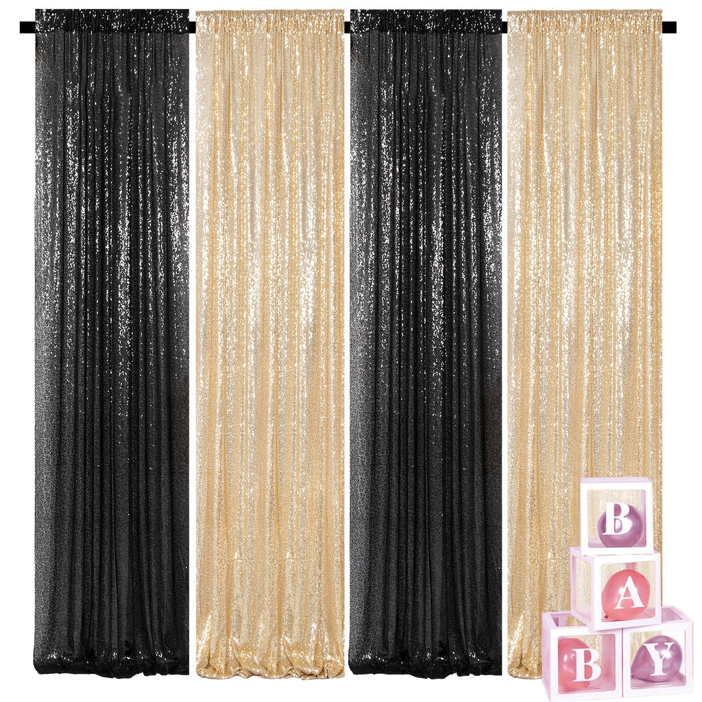 Sequin Backdrop Curtains 4 Panels 2FT x 8FT Glitter Party Decorations for Wedding Birthday Photo Booth Stage Background 30+ Colors