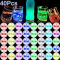 LED Light-Up Cup Coasters 40pcs Colorful Luminous Bottle Stickers Glow Drink Coasters for Parties Weddings Bars Clubs KTV Home Entertainment