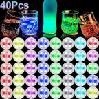 LED Light-Up Cup Coasters 40pcs Colorful Luminous Bottle Stickers Glow Drink Coasters for Parties Weddings Bars Clubs KTV Home Entertainment