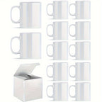 Sublimation Mugs 12 Pack White Coffee Cups with Gift Boxes - 11oz & 15oz Blank Ceramic Mugs for DIY Printing, Bulk Gifts & Custom Orders