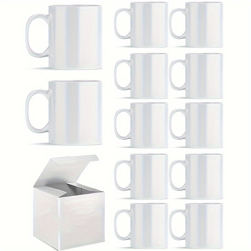 Sublimation Mugs 12 Pack White Coffee Cups with Gift Boxes - 11oz & 15oz Blank Ceramic Mugs for DIY Printing, Bulk Gifts & Custom Orders