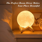 RGBW LED Moon Lamp 6.1 Inch with Remote Control & Wooden Stand – 16-Color 3D Printed Realistic Night Light, USB Powered Bedside Lamp for Bedroom, Room Decor, Birthday Gift for Women, Moms & Friends
