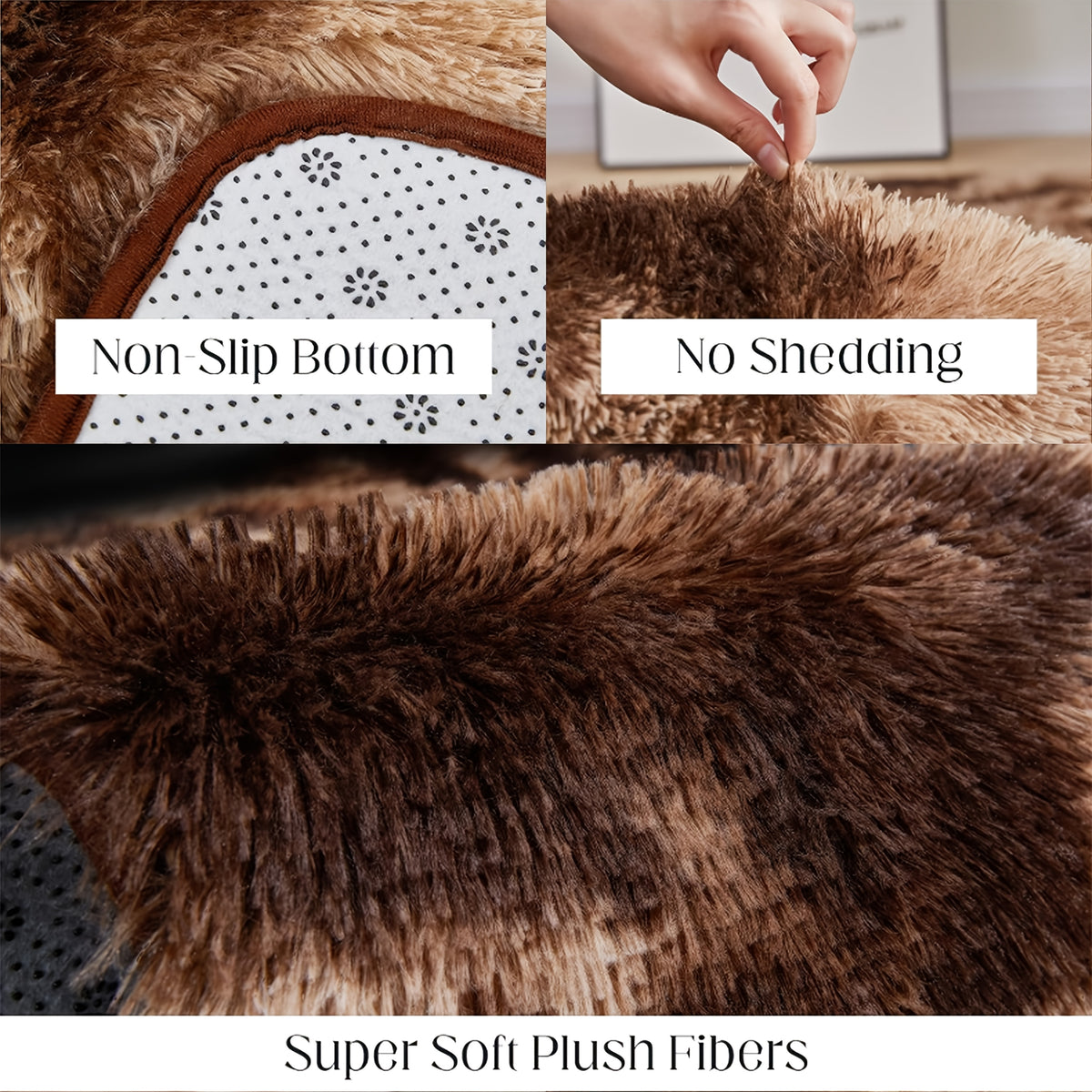 Tie-Dye Plush Shag Rug Non-Slip Machine Washable Furry Floor Carpet for Living Room Bedroom Office Multiple Sizes Tie-Dye Pink Tie-Dye Coffee
