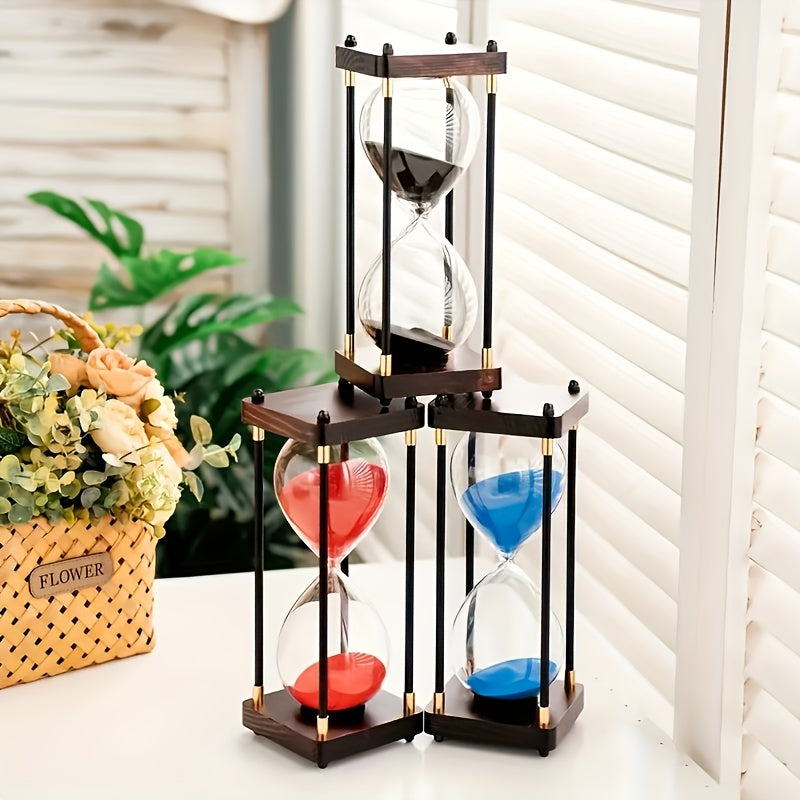 Decorative Hourglass Timer 60 Minute with Wooden Frame - Large Sand Timer for Kitchen Cooking, Home Office Bedroom Decor, Unique Gift for Birthday, Valentine's Day & Holidays