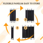 4 Panel Folding Room Divider Privacy Screen | Portable Wall Divider Partition for Home, Office & Bedroom Separation – Black, Grey, Beige, Tan