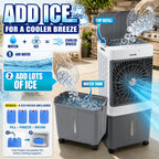 2200 CFM Portable Evaporative Air Cooler – Top-Fill Swamp Cooler with 8.7 Gal Tank, 120° Swing, 3 Speeds, 1/2/4H Timer, 35dB Quiet & 4 Ice Packs | Bedroom, Office, Patio, Kitchen