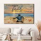 Sea Turtle Canvas Wall Art with Wood Frame – 11.8x15.7 Modern Ocean Beach Painting for Bathroom, Bedroom & Office, Minimalist Coastal Wall Decor Framed Picture