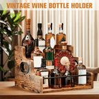 3-Step Solid Wood Liquor Bottle Display Shelf Countertop Wine Rack Bar Organizer for Whiskey Spirits Coffee Syrup Spice Bottles Home Bar Kitchen