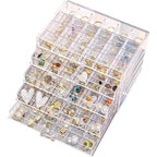 Jewelry Organizer Box Acrylic Clear with 5 Drawers & 120 Compartments, Transparent Earring Storage Box Ring Holder Display Stand for Women, Earring Organizer Jewelry Box