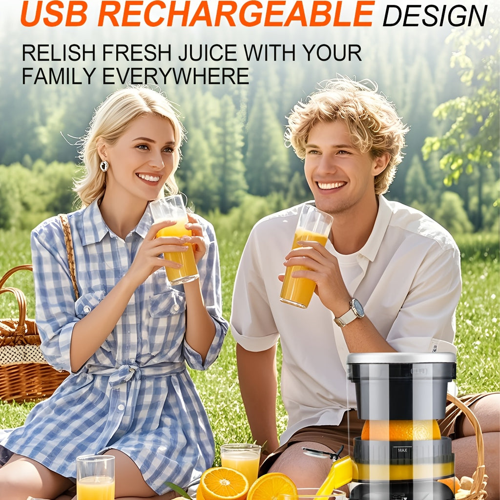 Rechargeable Electric Citrus Juicer USB-C – 45W Portable Juicer Machine for Orange, Lemon & Lime | BPA-Free | Includes Cleaning Brush | Black & Red