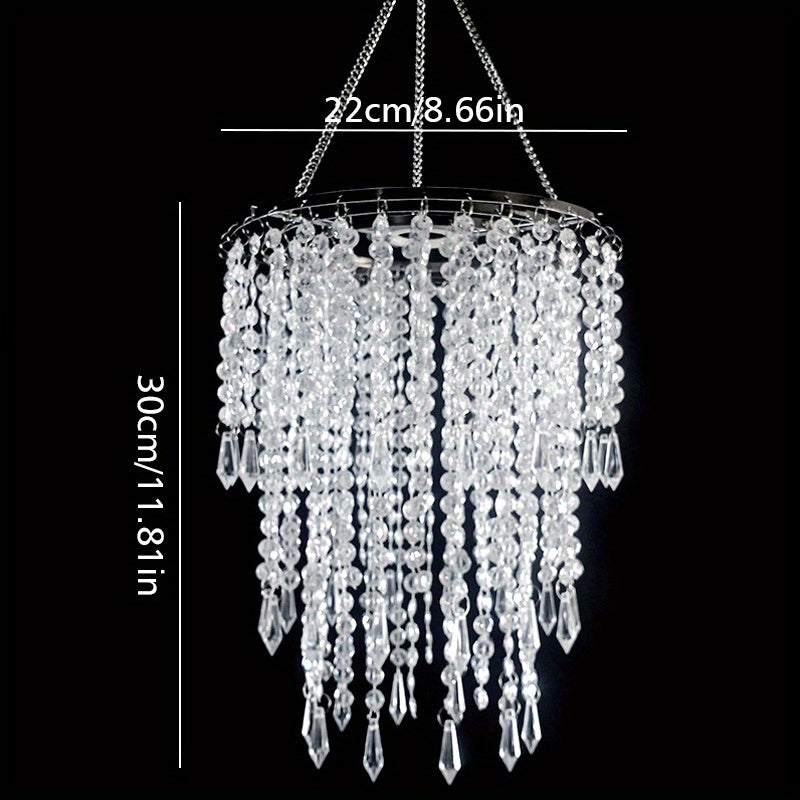 Crystal Chandelier Lampshade Acrylic Beaded Branch Ceiling Pendant Light Fixture for Wedding Party Living Room Home Decor