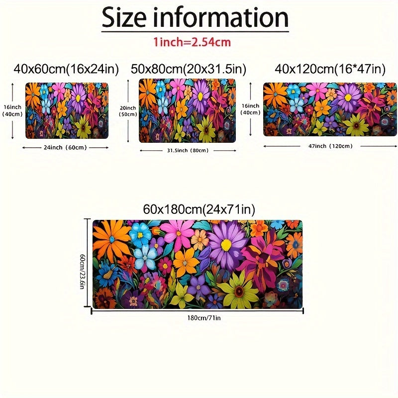 Vibrant Floral Kitchen Mat – Soft, Non-Slip & Machine Washable | 3 Sizes