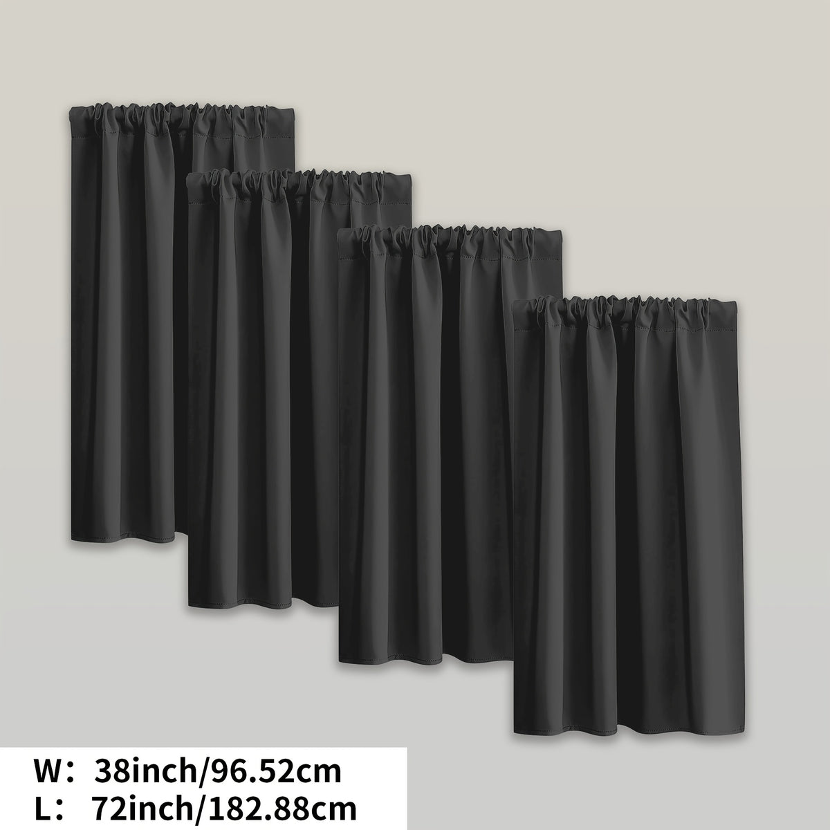 Blackout Curtains Rod Pocket 4 Panels - Thermal Insulated Room Darkening Noise Reducing Matte Drapes for Bedroom Living Room Office, 9 Colors 11 Sizes