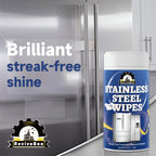 Stainless Steel Cleaning Wipes for Kitchen, Citric Acid Formula Deep Cleans Grease & Grime from Appliances, Sinks & Fixtures, Gentle on Hands Quick Kitchen Cleaning Wipes