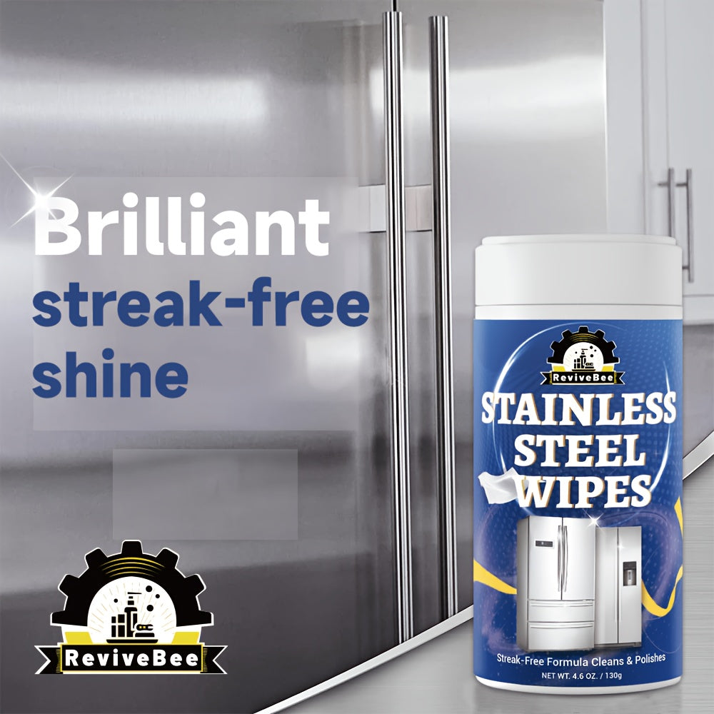 Stainless Steel Cleaning Wipes for Kitchen, Citric Acid Formula Deep Cleans Grease & Grime from Appliances, Sinks & Fixtures, Gentle on Hands Quick Kitchen Cleaning Wipes