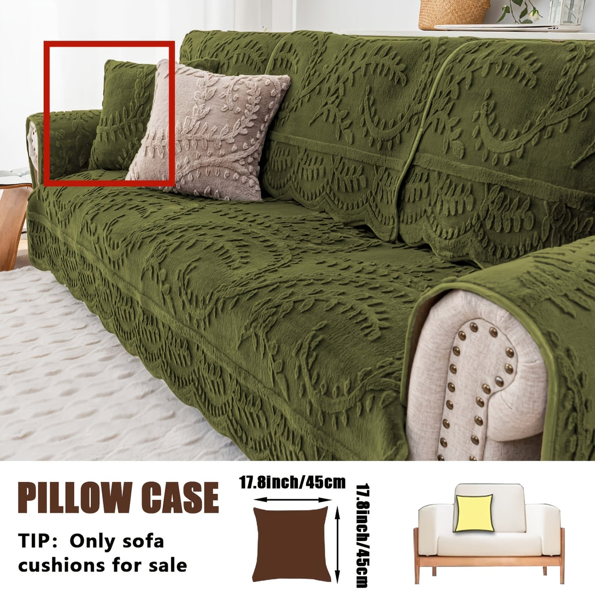 Plush Sofa Cover Faux Rabbit Fur Non-Slip, Thickened Quilted Sofa Cushion Cover Machine Washable, Warm Breathable Pet-Friendly Couch Pad for Living Room, Bedroom & Office