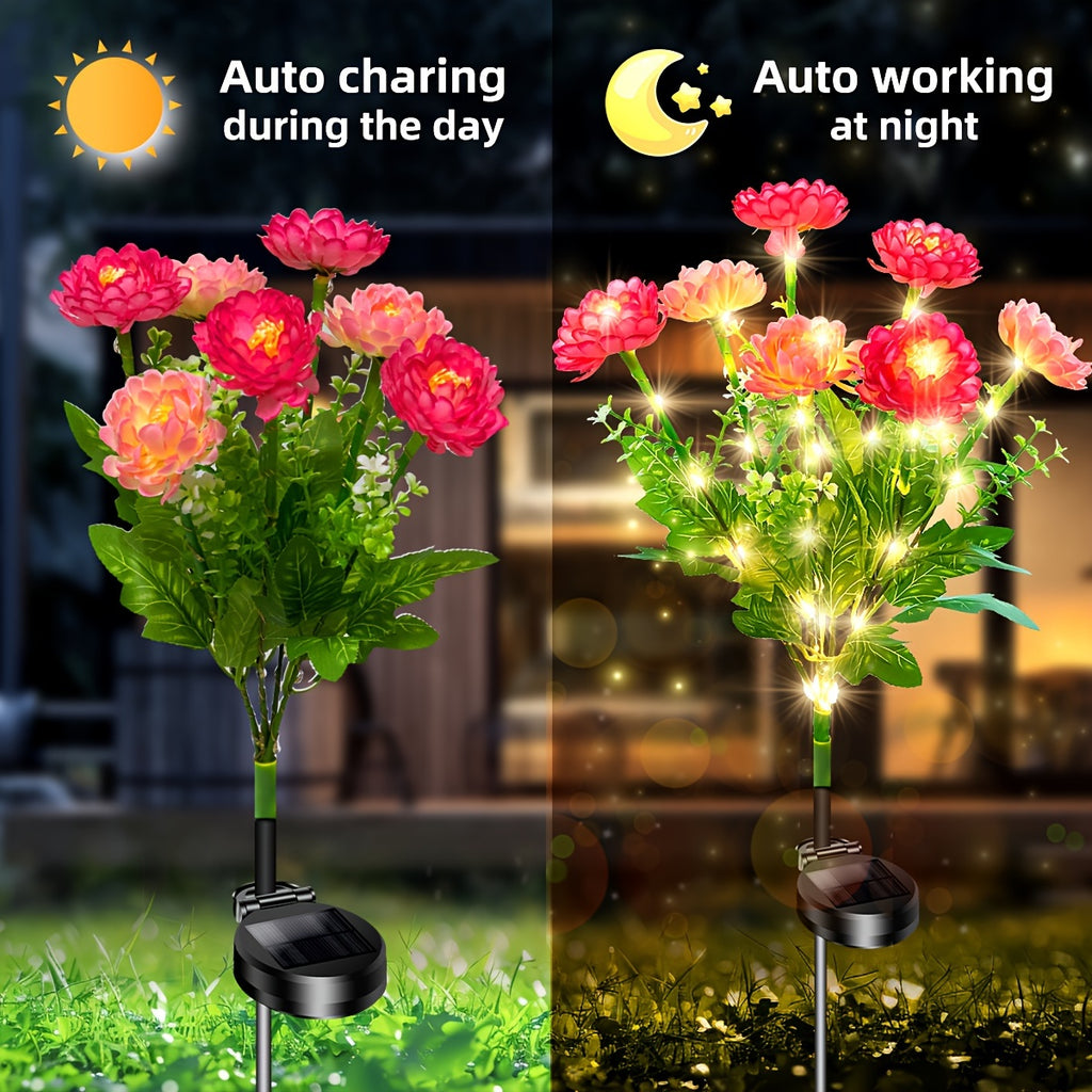 Solar Snow Lotus Flower Lights Set of 5 – Waterproof Outdoor Solar Garden Lights, Ambient Stake Lights for Lawn, Garden, Pathway & Courtyard, Warm Romantic Holiday Decor Gift