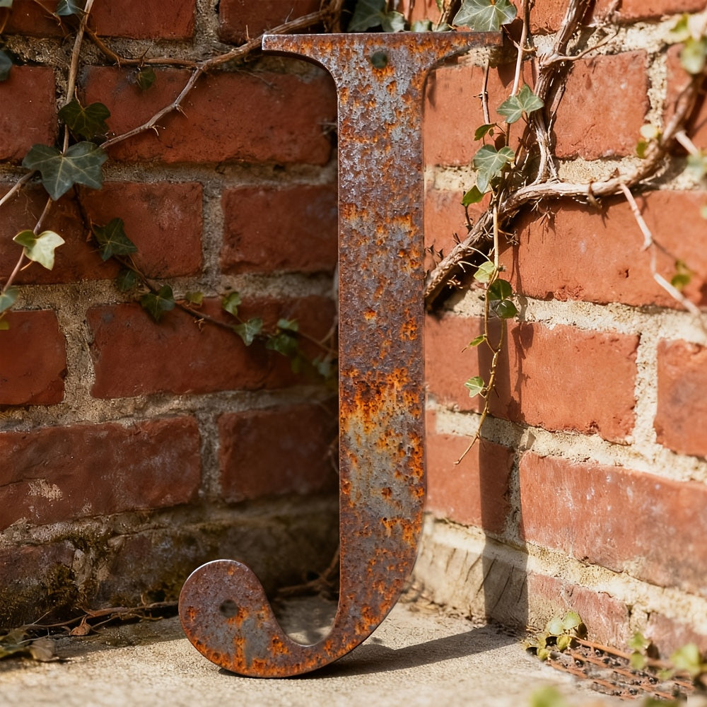 Rustic Metal Letter Wall Decor 12-Inch Tall Slim Iron Alphabet A-Z, Vintage Industrial Wall Art Sign for Home Kitchen Bar Shop, Personalized Name Monogram Holiday Gift for Christmas Thanksgiving – 26 Letters