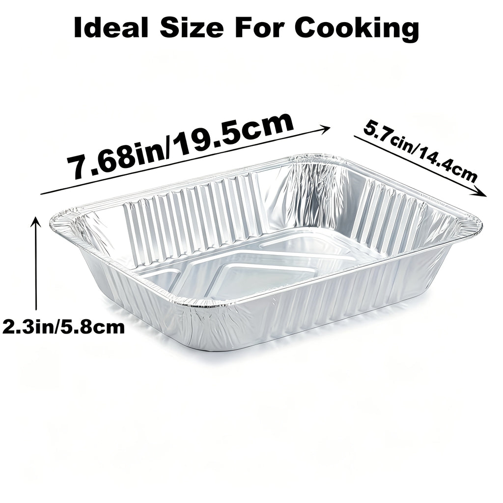 Disposable Aluminum Foil Pans 30-Pack with Lids 7.65x5.7 Inch - Foil Baking Pans for Cakes Cooking Heating Storing Food Prep, Holiday Baking Trays for Christmas Thanksgiving