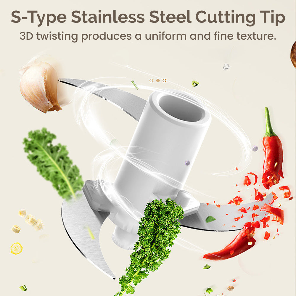 Mini Electric Food Chopper USB Rechargeable, Meat Grinder Vegetable & Garlic Mincer, Compact Cordless Kitchen Food Processor with Copper Motor