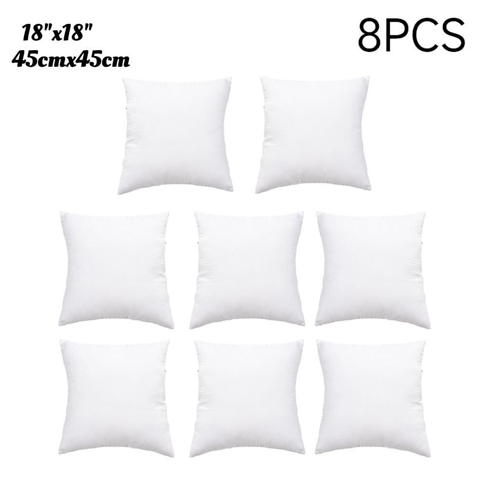 Square Cushion Inserts 8 Pack – Hollowfiber Filled Deep Fill Pillow Pads, 400g Each, Cozy Fluffy Plump Inner Inserts for Sofa, Bed & Home, 18x18 or 20x20 Inch