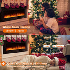 Vitesse Ultra-Thin Electric Fireplace In-Wall Recessed & Wall Mounted Linear Heater Multicolor Flame Timer 750W/1500W Touch Screen Remote Control