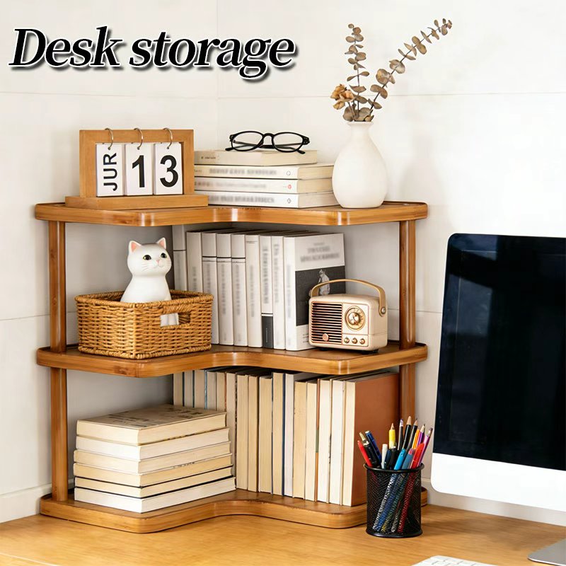 Corner Shelf Countertop Organizer, Triangular Multi-Tier Kitchen Storage Rack for Coffee Accessories, Cups, Spices & Kitchen Essentials, Space-Saving Corner Stand for Counter, Bathroom & Office