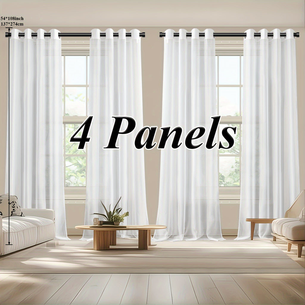 Sheer Curtains Semi Transparent Panels with Top Loop Pleated Header for Bedroom Living Room – Set of 2 or 4, 70-80G Lightweight Fabric, Multiple Sizes & Colors