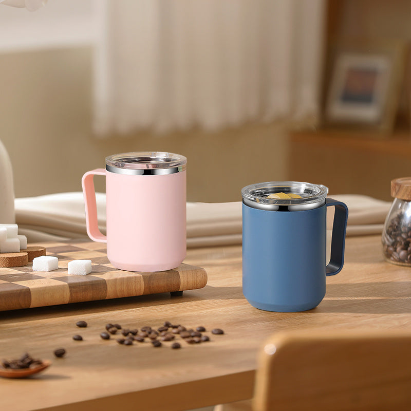Insulated Coffee Mug with Handle and Lid – Stainless Steel Double Wall Vacuum Travel Mug for Office, Outdoor & Back to School