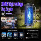 4000mAh Solar Bug Zapper USB Dual Charging Auto Light Sensor 360° Rotatable UV Mosquito Killer Fly Trap Chemical-Free Indoor Outdoor Camping Garden Patio Courtyard